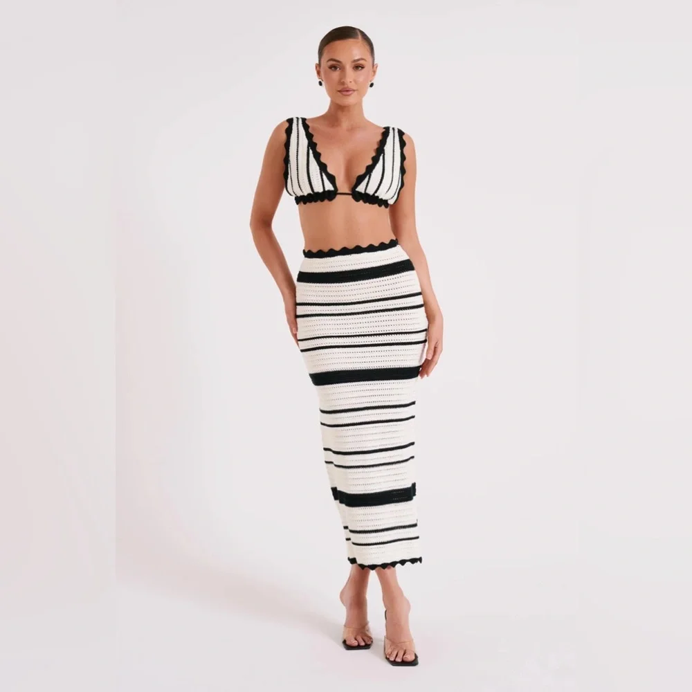 Meshki Crochet Two-Piece Set - Black & White Striped - Picture 4 of 7